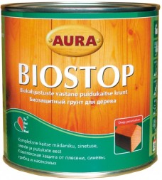 AURA BIOSTOP биозащитная грунтовка для древесины 9л